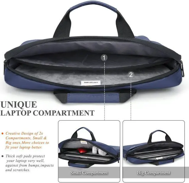 Alt view image 6 of 7 - Jansicotek 13.3 Inch Laptop Handbag, Notebook case Business Laptop Bag Shoulder Bag Work Briefcase Sleeve Case Handbag Fit for 13 - 13.3" Laptop / NoteBook Computer, Blue