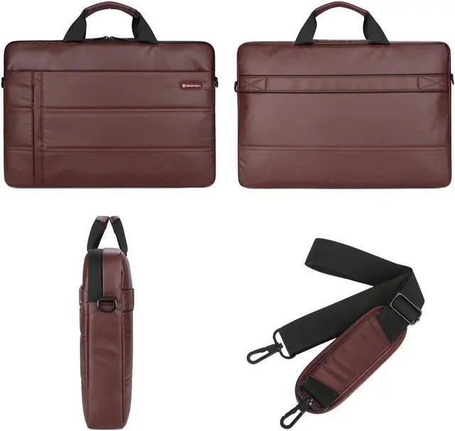 Alt view image 2 of 7 - Jansicotek 13.3 Inch Laptop Handbag, Notebook case Business Laptop Bag Shoulder Bag Work Briefcase Sleeve Case Handbag Fit for 13 - 13.3" Laptop / NoteBook Computer, Brown