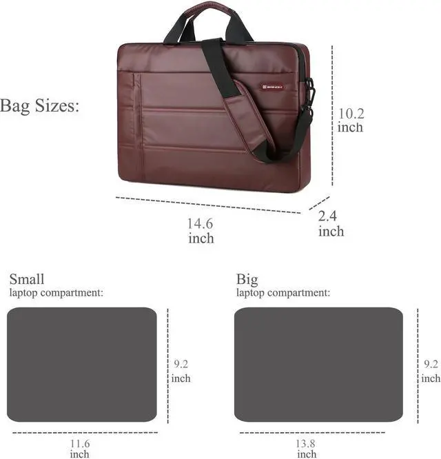 Alt view image 3 of 7 - Jansicotek 13.3 Inch Laptop Handbag, Notebook case Business Laptop Bag Shoulder Bag Work Briefcase Sleeve Case Handbag Fit for 13 - 13.3" Laptop / NoteBook Computer, Brown