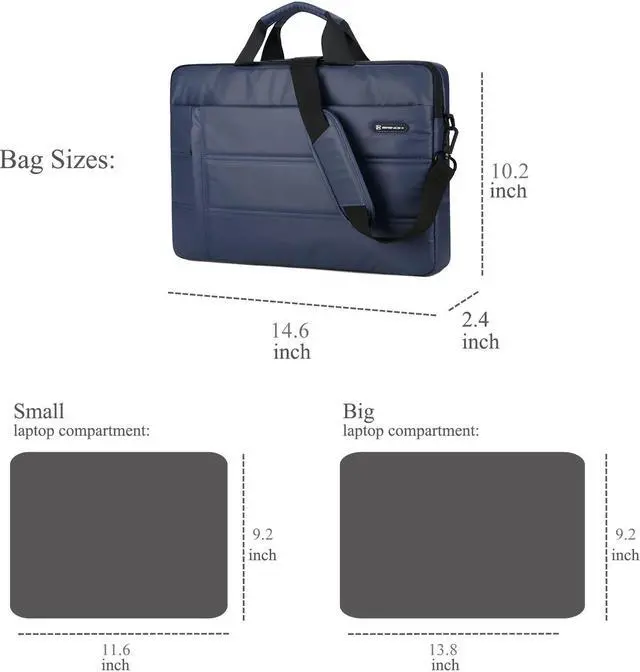 Alt view image 3 of 7 - Jansicotek 13.3 Inch Laptop Handbag, Notebook case Business Laptop Bag Shoulder Bag Work Briefcase Sleeve Case Handbag Fit for 13 - 13.3" Laptop / NoteBook Computer, Blue