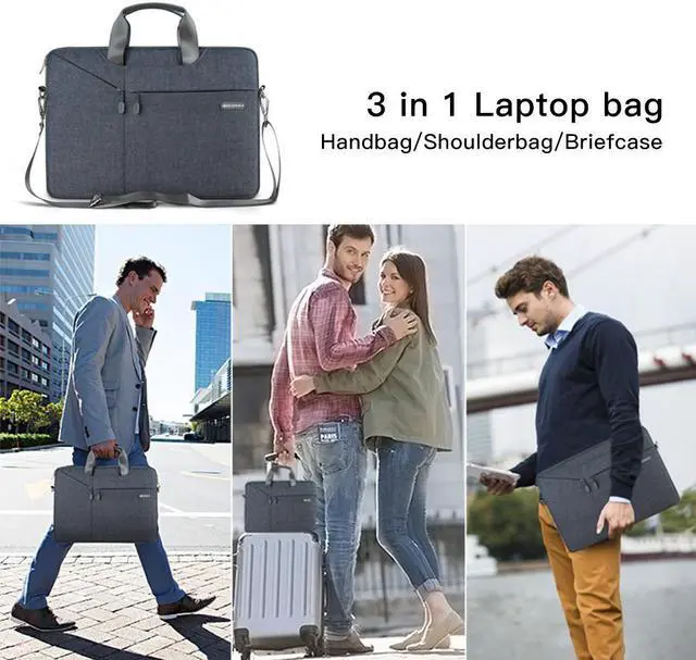 Alt view image 3 of 8 - WIWU 13.3 Inch Laptop Shoulder Bag Slim,  Laptop Sleeve Bag Briefcase Handbag Carrying Case for Macbook ThinkPad Dell HP Acer ASUS Toshiba Samsung Chromebook (13.3, Gray)