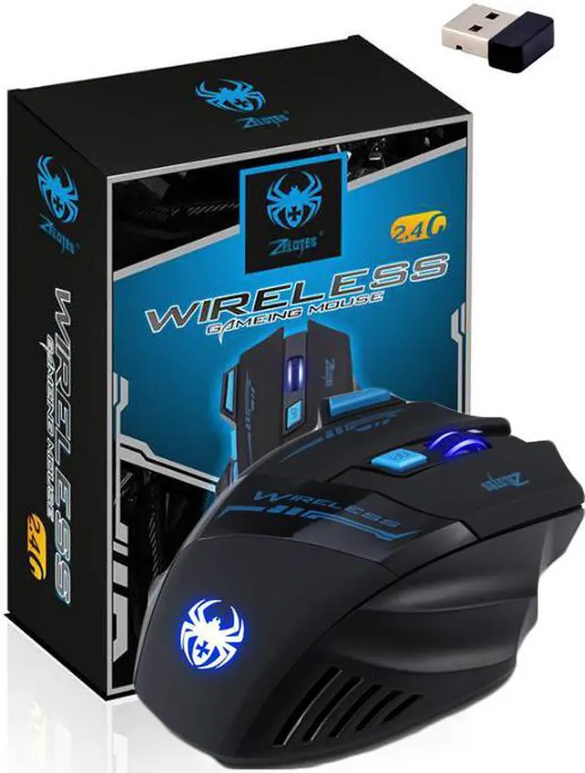 Main image of Zelotes 2.4G Ergonomic Wireless Mouse with USB Nano Receiver,4 Adjustable DPI Levels,7 Buttons LED Portable Mobile Gaming Mice for PC, Laptop, Computer, Macbook - Black