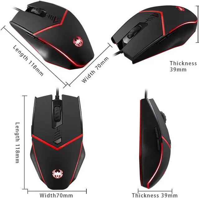 Alt view image 5 of 8 - ZELOTES Gaming Mouse Wired [ Programmable ][ Breathing Light ] [ 3200 DPI ] [ Weight Tuning Set ],  PC,Computer Gamer Mice, 6 Buttons for Both Hands- Black