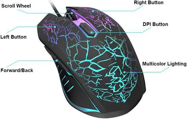 Alt view image 3 of 7 - Jansicotek Gaming Mouse Wired [2400 DPI]  [ Breathing Light] Ergonomic Game Computer Mice with 6 Buttons for PC,Gamer,Black