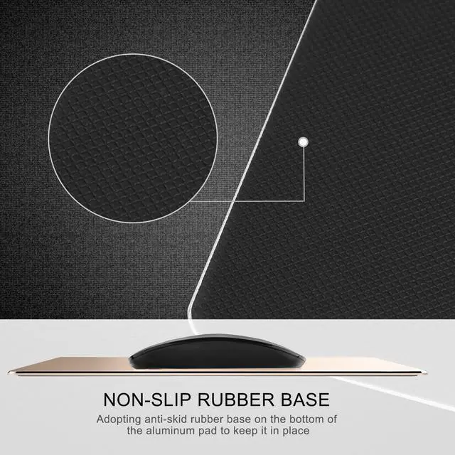 Alt view image 6 of 8 - Jansicotek Mouse Pad Rectangle Aluminum Alloy Gaming Mouse Pads Non-Slip PU Base Micro Sand Blasting Aluminum Surface Nice Smooth Top Sleek and Very Easy to Clean for Computer Laptop,8.66"x7.08"x0.08"