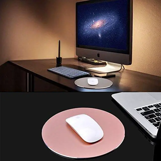 Alt view image 7 of 7 - Jansicotek Mouse Pad Round Aluminum Alloy Gaming Mouse Pads Non-Slip PU Base Micro Sand Blasting Aluminum Surface Nice Smooth Top Sleek and Very Easy to Clean for Computer Laptop,8.66"x8.66"x0.08"