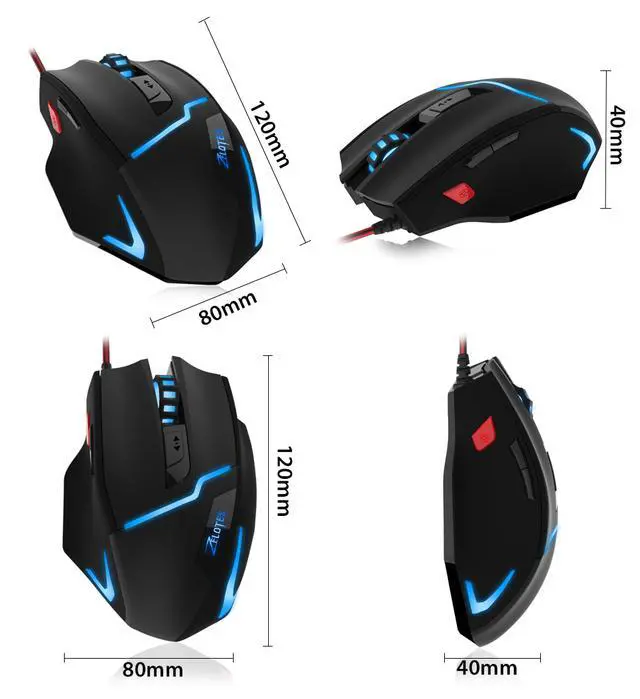 Alt view image 3 of 7 - Zelotes 7200 DPI Gaming Mouse,7 Buttons,Multi-Modes LED Lights, 7 Adjustable DPI Levels, 600/1000/1600/2400/3200/5400/7200DPI USB Optical Wired Mice for Gamer PC MAC Laptop