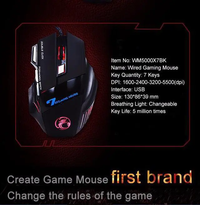 Alt view image 5 of 7 - iMice Wired Gaming Mouse 7 Buttons Optical Professional Gamer E-Sports Computer Mice