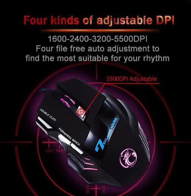 Alt view image 6 of 7 - iMice Wired Gaming Mouse 7 Buttons Optical Professional Gamer E-Sports Computer Mice