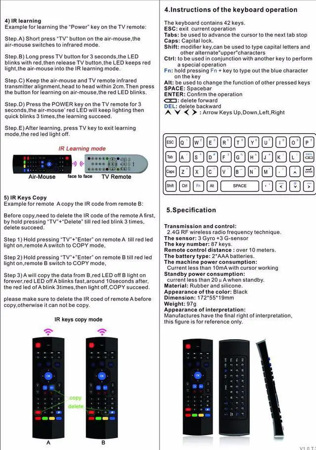 Alt view image 7 of 7 - Jansicotek Air mouse Remote Control MX3 with 2.4G Android TV Box