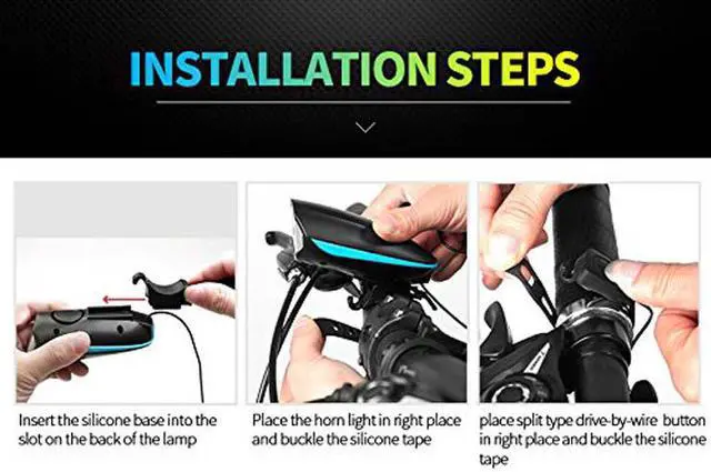 Alt view image 5 of 7 - Best Bike Lights with Super Loud Bike Horn, Night Bicycle Safety Flashlight, USB Rechargeable & Waterproof LED Bicycle Light set, Bike Light Set, 3 Modes Headlight and 4 Modes Taillight, Fast Install