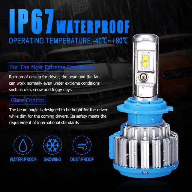 Alt view image 5 of 7 - H7 LED headlight bulbs kit apply to car headlamp and fog-front (Attention model) 70W 7200LM 6000K White 2Year Warranty