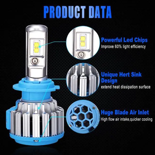 Alt view image 3 of 7 - H7 LED headlight bulbs kit apply to car headlamp and fog-front (Attention model) 70W 7200LM 6000K White 2Year Warranty