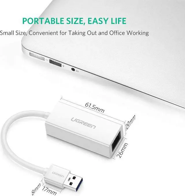 Alt view image 5 of 8 - Jansicotek USB 3.0 To Gigabit Ethernet RJ45 LAN (10/100/1000) Mbps Network Adapter For PC-White