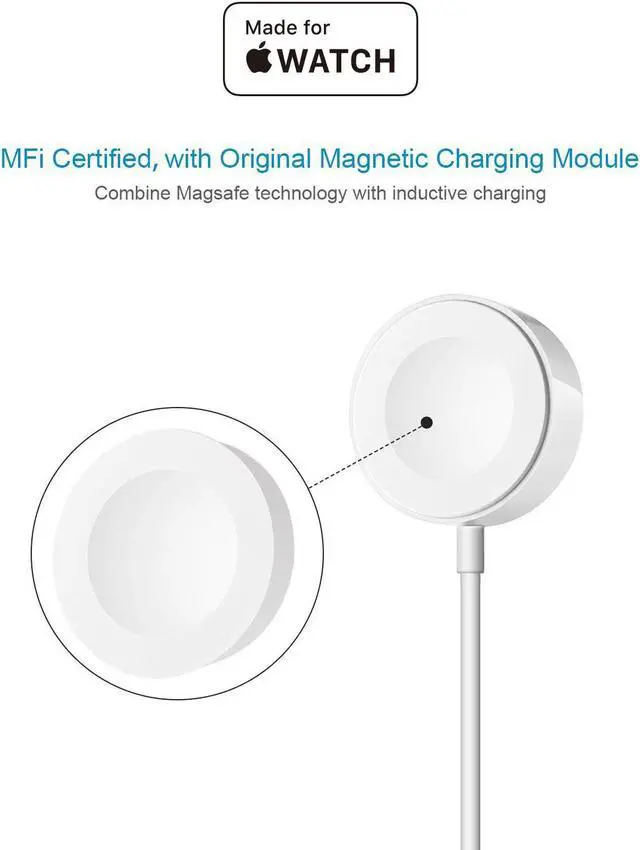 Alt view image 3 of 7 - Jansicotek Apple Watch Charger, iWatch Charger Charging Cable, Magnetic Wireless Portable Charger Pad 3.3 ft/1.0m Charging Cable Cord for Apple Watch Series 3 2 All 38mm 42mm iWatch
