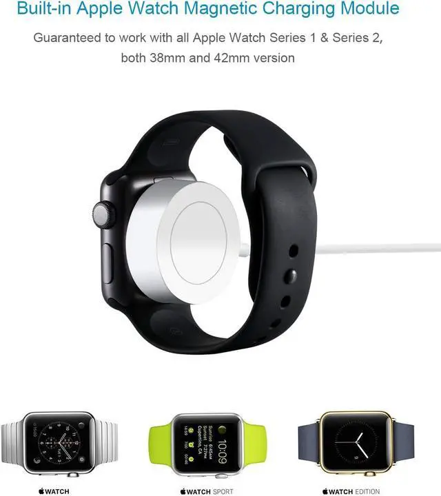Alt view image 5 of 7 - Jansicotek Apple Watch Charger, iWatch Charger Charging Cable, Magnetic Wireless Portable Charger Pad 3.3 ft/1.0m Charging Cable Cord for Apple Watch Series 3 2 All 38mm 42mm iWatch