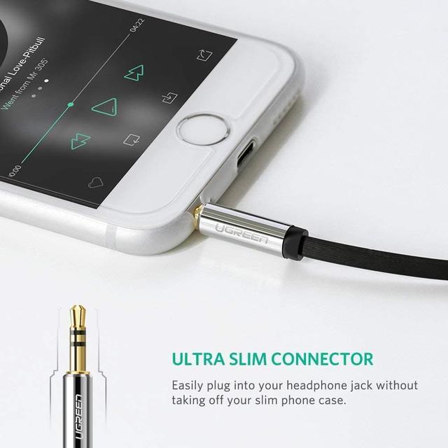 Alt view image 5 of 7 - 24K Gold Plated 3.5mm Aux Cable 90 Degree Right Angle Male to Male for Apple iPhone, iPod, iPad, Samsung, Smartphones, Tablets and Speakers,24K Gold Plated Male to Male-(Black, 1.65ft/0.5m)