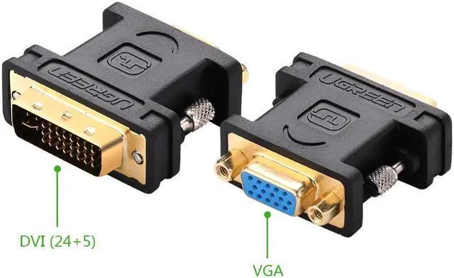 Alt view image 2 of 5 - Jansicotek DVI to VGA DVI-I 24+5 Male to VGA HD15 Female Adapter Cable Gold Plated for Gaming, DVD, Laptop, HDTV and Projector