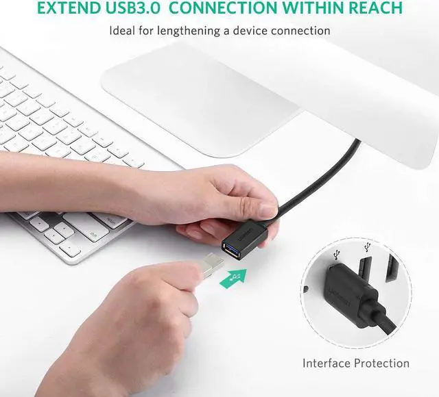 Alt view image 4 of 8 - Jansicotek Extension Cable Cord Super Speed USB 3.0 Male to Female Data Sync for Playstation, Xbox, USB Flash Drive, Card Reader, Hard Drive, Keyboard, Printer, Camera-(1.65ft, 0.5m)