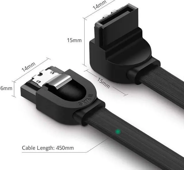 Alt view image 6 of 7 - Jansicotek SATA Cable III 90 Degree 3 Pack 6Gbps Straight to Right HDD SDD Data Cable with Locking Latch 18 Inch for SATA HDD, SSD, CD Driver, CD Writer