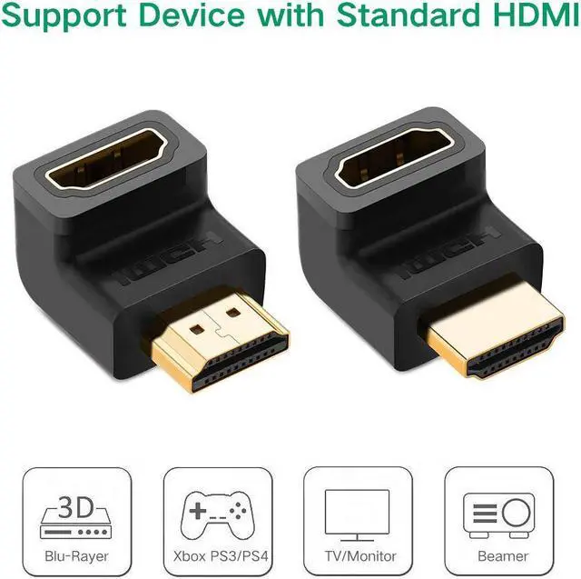 Alt view image 3 of 7 - Jansicotek 2-Pack 3D&4K Supported HDMI HDMI Adapter 90 And 270 Degree Right Angle Male to Female Right Angle Adapter for 1080P HDTV PC HDMI Adapter