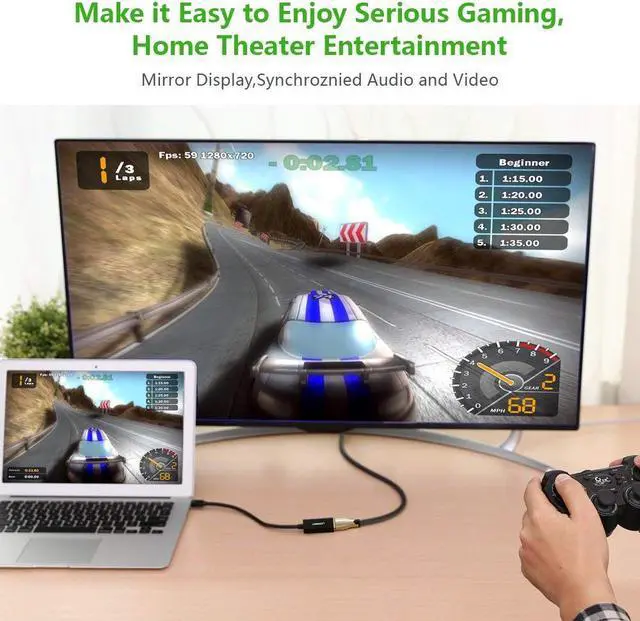 Alt view image 2 of 8 - Jansicotek Mini DisplayPort to HDMI Adapter, Thunderbolt 2.0 to HDMI Converter Compatible MacBook Air, iMac, MacBook Pro, Surface Dock, Monitor, Projector - Black