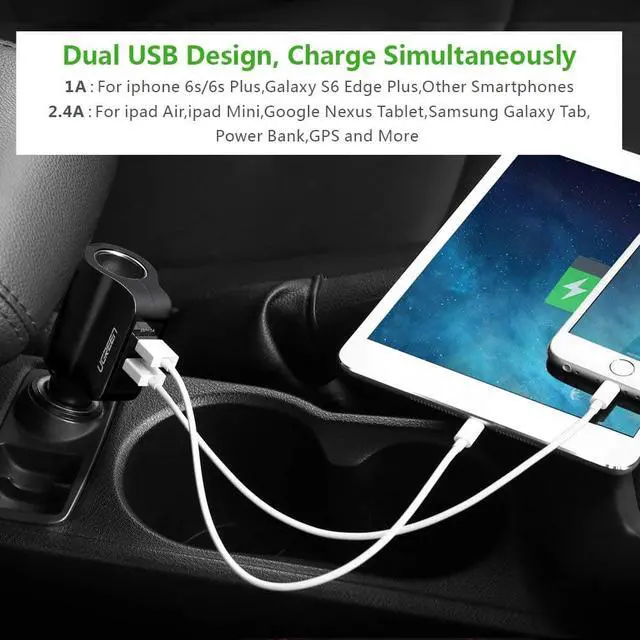 Alt view image 7 of 7 - Jansicotek 5V 3.4A Dual USB Car Charger Compatible Samsung Galaxy S8/S8 Plus/S9/S9 Plus/Note 9/8, LG V30/V20/G6/G5, HTC 10/U11 in-Car Navigation, Voice Initiated Calling, and Music Streaming
