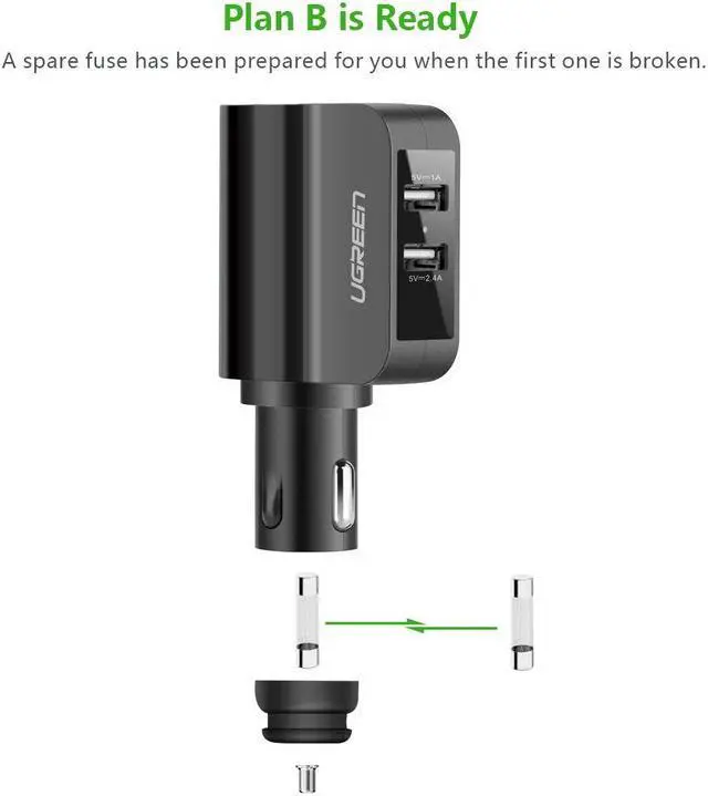 Alt view image 3 of 7 - Jansicotek 5V 3.4A Dual USB Car Charger Compatible Samsung Galaxy S8/S8 Plus/S9/S9 Plus/Note 9/8, LG V30/V20/G6/G5, HTC 10/U11 in-Car Navigation, Voice Initiated Calling, and Music Streaming