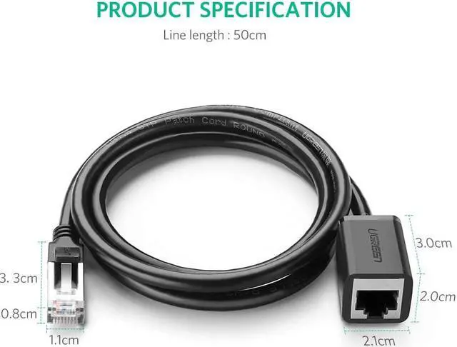 Alt view image 5 of 7 - Jansicotek Ethernet Extension Cable, CAT 6 RJ45 Male to Female Shielded LAN Network Patch Cord Support Cat6 / Cat5e / Cat5 Standards, RJ45 Cords Shielded Male to Female, 6ft/2m