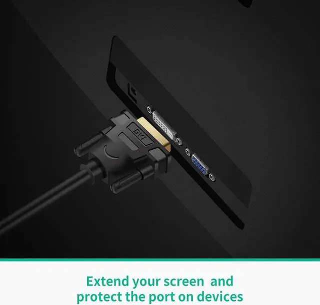 Alt view image 6 of 7 - Jansicotek HDMI to DVI Cable, Bi-Directional HDMI Female to DVI-D(24+1) Male Adapter, 1080P DVI to HDMI Conveter, 3D, 4K, 0.22M Black