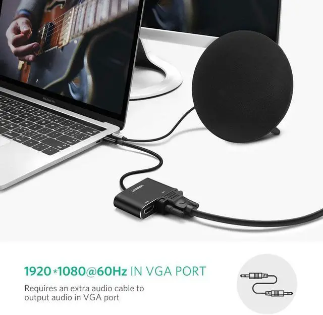 Alt view image 5 of 7 - Jansicotek USB C to HDMI 4K VGA Adapter, USB 3.1 Type C to VGA HDMI UHD Video Converter Adaptor for 2018 iPad Pro/MacBook Pro/Chromebook/Lenovo 900/Dell XPS/Samsung Galaxy S8 S9, No Driver