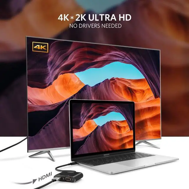 Alt view image 7 of 7 - Jansicotek USB C to HDMI/VGA Adapter, USB Type C to 4K HDMI 1080P VGA Converter, Compatible for Apple iMac MacBook Pro Air 2017 2018 iPad Pro to VGA HDMI Display, Chromebook Pixel, Dell XPS