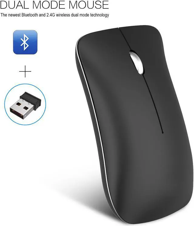 Main image of HXSJ Wireless Gaming Mouse, Silent Click, Bluetooth 4.0 + 2.4G  Dual Mode Cordless Computer PC Gaming Mouse Laptop USB Mice, Advanced 1600 DPI Optical Sensor, 3-Button, Ergonomic Grips, Black