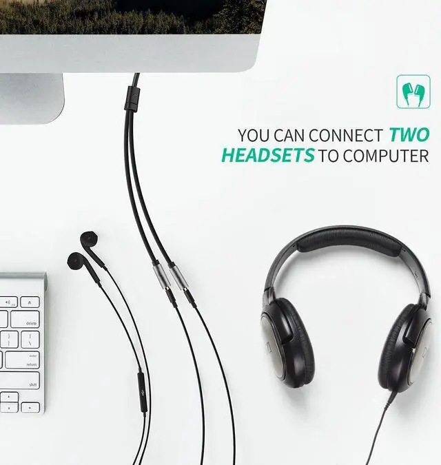 Alt view image 5 of 8 - Jansicotek (2Pack) 3.5mm Audio Stereo Y Splitter Cable 3.5mm Male to 2 Port 3.5mm Female for Earphone, Headset Splitter Adapter, Compatible for iPhone, Samsung, LG, Tablets, MP3 players,-Black