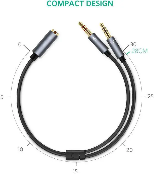 Alt view image 2 of 7 - Jansicotek  (2 Pack) Headphones Y Cable Splitter Adapter for Computer, 3.5mm Female to 2 Male Premium Gold-Plated Corrosion-Resistant Audio Mic Y Cable for Headset Connecting to PC- 1Ft/30cm, Blue