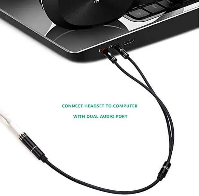 Alt view image 5 of 7 - Jansicotek  (2 Pack) Headphones Y Cable Splitter Adapter for Computer, 3.5mm Female to 2 Male Premium Gold-Plated Corrosion-Resistant Audio Mic Y Cable for Headset Connecting to PC- 1Ft/30cm, Black