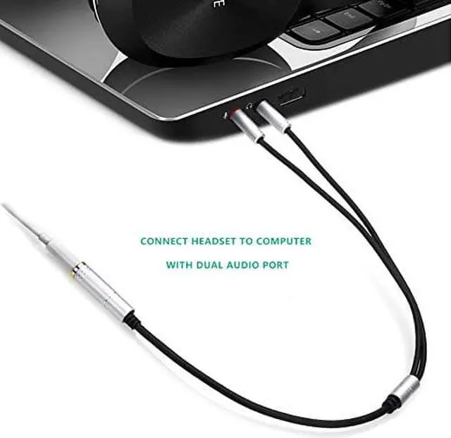 Alt view image 5 of 7 - Jansicotek  (2 Pack) Headphone Splitter for Computer 3.5mm Female to 2 Dual 3.5mm Male Headphone Mic Audio Y Splitter Cable Smartphone Headset to PC Adapter (Gray)