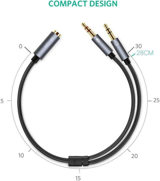 Alt view image 2 of 7 - Jansicotek  (2 Pack) Headphone Splitter for Computer 3.5mm Female to 2 Dual 3.5mm Male Headphone Mic Audio Y Splitter Cable Smartphone Headset to PC Adapter (Rose Pink)