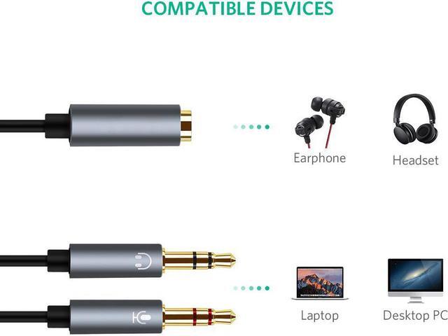 Alt view image 3 of 7 - Jansicotek  (2 Pack) Headphone Splitter for Computer 3.5mm Female to 2 Dual 3.5mm Male Headphone Mic Audio Y Splitter Cable Smartphone Headset to PC Adapter (Rose Pink)