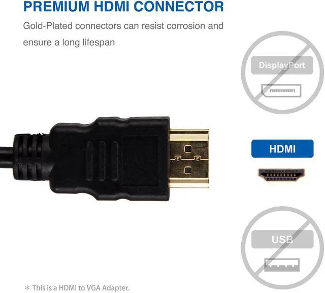Alt view image 3 of 8 - Jansicotek HDMI to VGA Adapter , Gold-Plated 1080P Active HDMI to VGA Adapter Video Converter Male to Female for Computer, Desktop, Laptop, PC, Monitor, Projector, HDTV, Chromebook, Raspberry Pi-Black