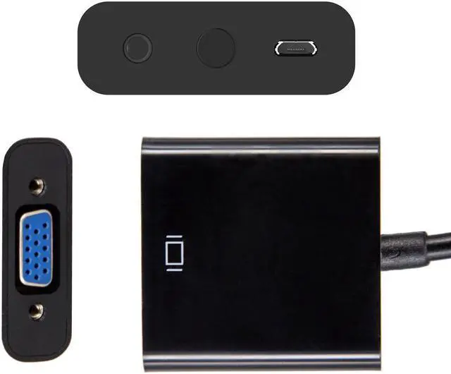 Alt view image 2 of 7 - Jansicotek HDMI to VGA Converter, Gold-Plated HDMI to VGA Adapter (Male to Female) with 3.5mm Audio Port & Micro USB Charging Port for Computer, Desktop, Laptop, PC, Monitor, Projector, HDTV - Black