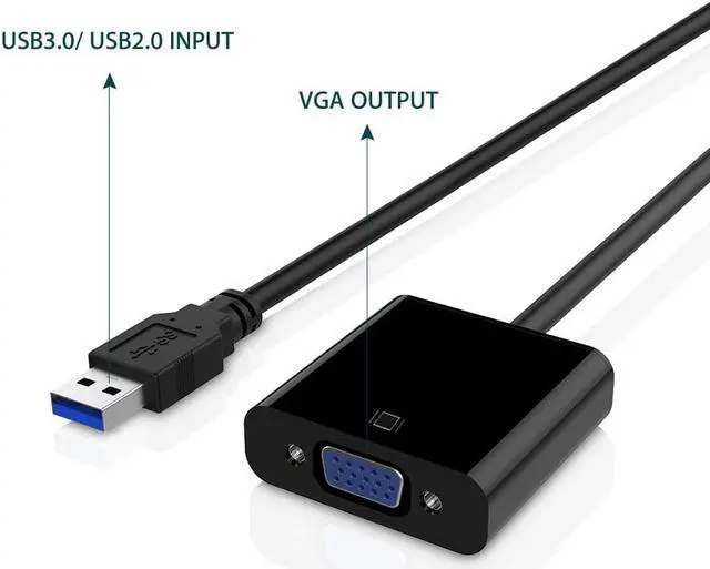 Alt view image 2 of 7 - Jansicotek USB 3.0/2.0 to VGA Adapter, High Speed USB to VGA Adapter PC Laptop Full HD External Video Card Multi-Display Video Converter for Win 7/8/10, NO Need CD Driver (Black)