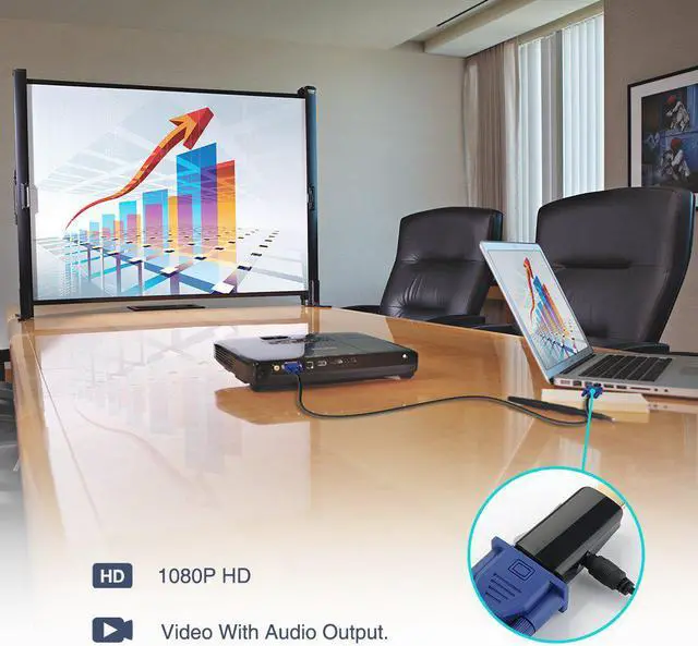 Alt view image 6 of 7 - Jansicotek HDMI to VGA Converter Gold-Plated Active HD 1080P Female to Female Adapte with 3.5mm Audio  for Computer, Desktop, Laptop, PC, Monitor, Projector, HDTV, Raspberry Pi, Xbox and More - Black