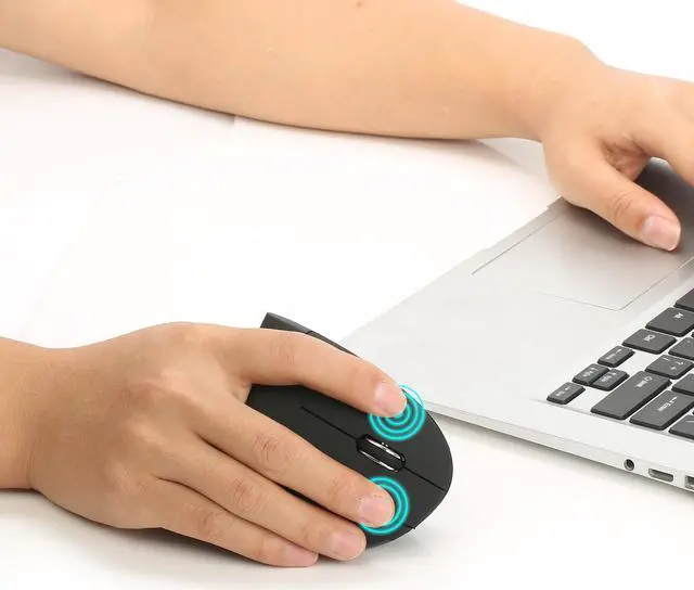 Alt view image 6 of 7 - HXSJ T22 USB 2.4G Wireless Vertical Mouse Gaming Mouse 4 Buttons 1600 1800 2400dpi For Laptops for PC Laptop Computer-Black