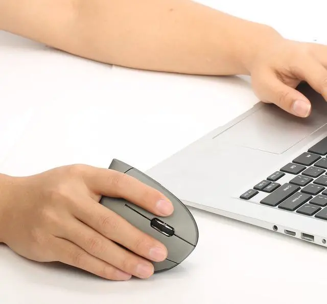 Alt view image 7 of 7 - HXSJ T22 USB 2.4G Wireless Vertical Mouse Gaming Mouse 4 Buttons 1600 1800 2400dpi For Laptops for PC Laptop Computer-Gray