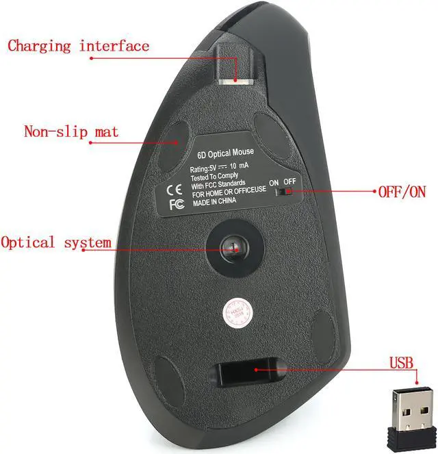 Alt view image 6 of 7 - HXSJ T22 Rechargeable 2.4GHz 2400DPI Wireless Mouse 3D Design Mouse for Windows 7/8/Vista/XP/2000 suitable for office games- Gray