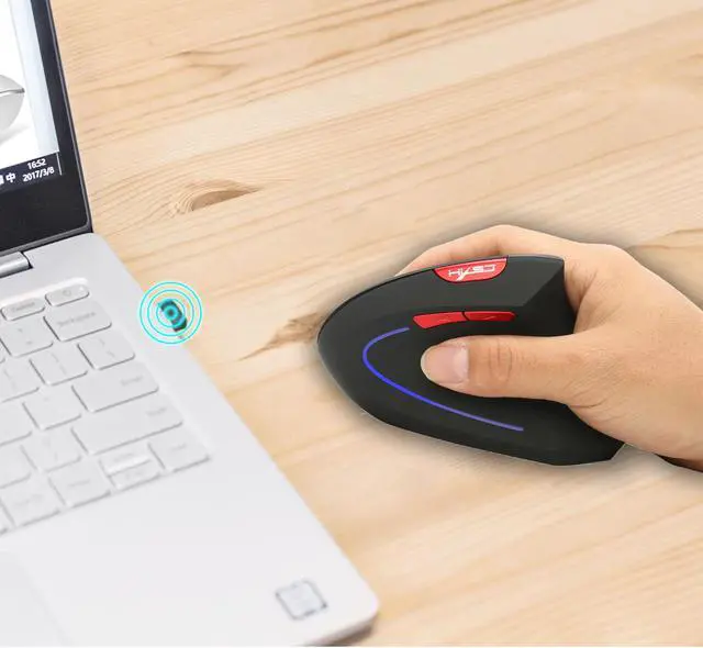 Alt view image 6 of 8 - HXSJ T22 USB 2.4G Wireless Vertical Mouse Gaming Mouse 4 Buttons 1600 1800 2400dpi For Laptops for PC Laptop Computer (Battery Included)-Black