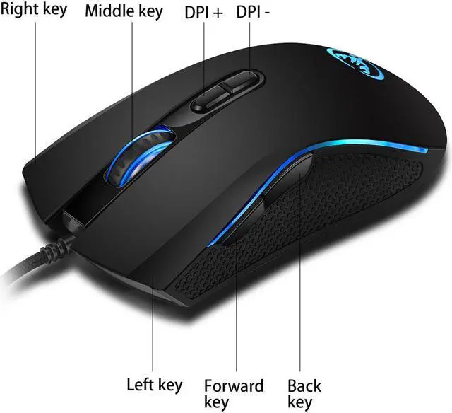 Alt view image 5 of 7 - HXSJ A869 Max-3200DPI 7 Buttons Mice 7 Colors LED Optical USB Wired Mouse Optical Gaming Mouse for Deskbook Laptop Game Mouse