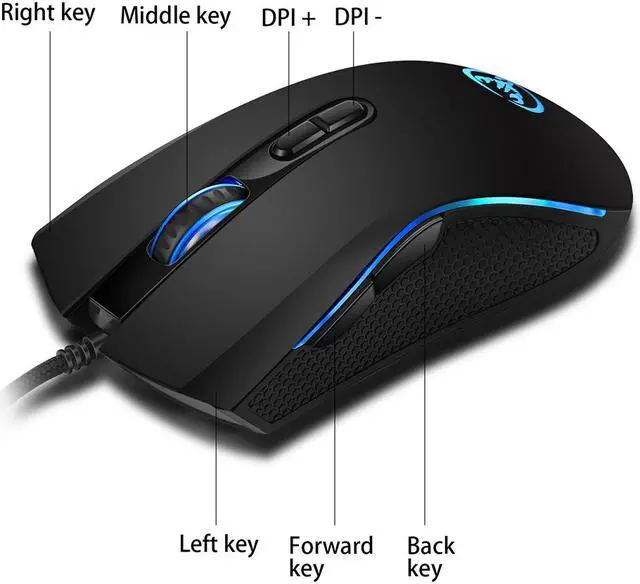 Alt view image 5 of 8 - HXSJ A869 Wired Mouse Player mice 7 Button 5 Optical DPI Up to 3200 for Professional Game Player For Laptop Professsional Mouse