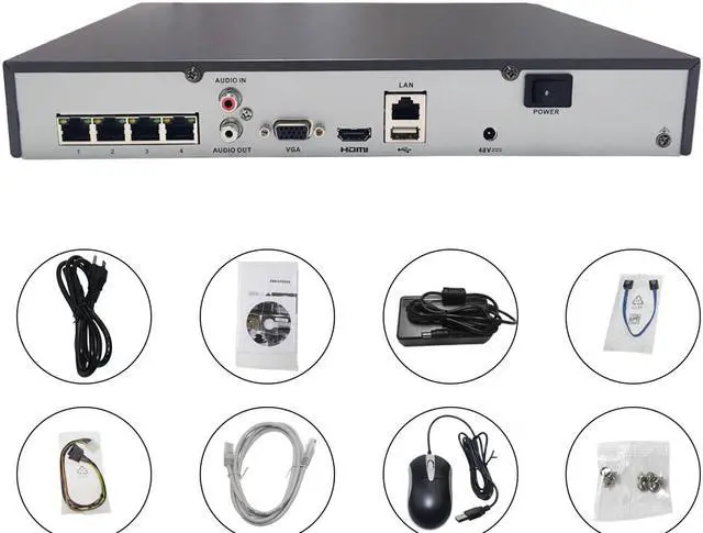 Alt view image 6 of 7 - Hikvision Original English version 4K 4CH PoE NVR DS-7604NI-K1/4P 4 Channel Embedded Plug Play 4K NVR with 4 PoE Ports for IP Camera CCTV System